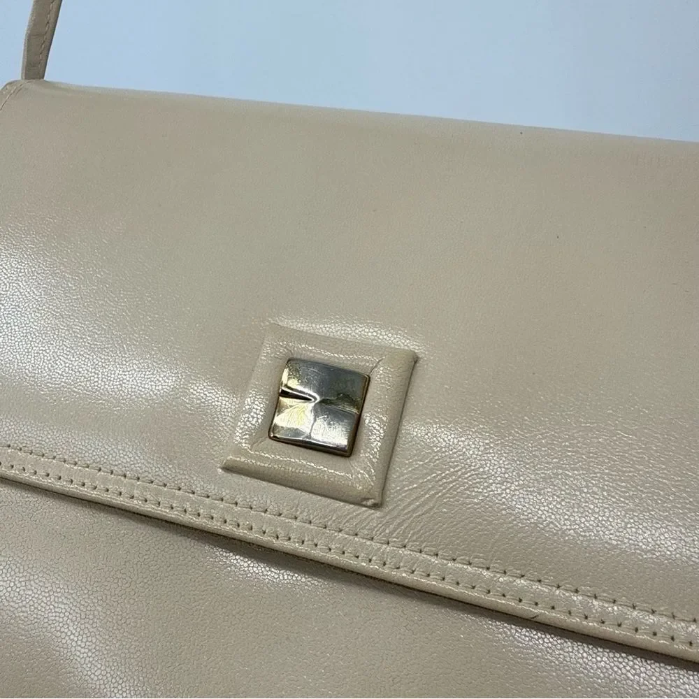 Vintage Saks Fifth Avenue Crossbody Bag Cream Beige Designer Suede
